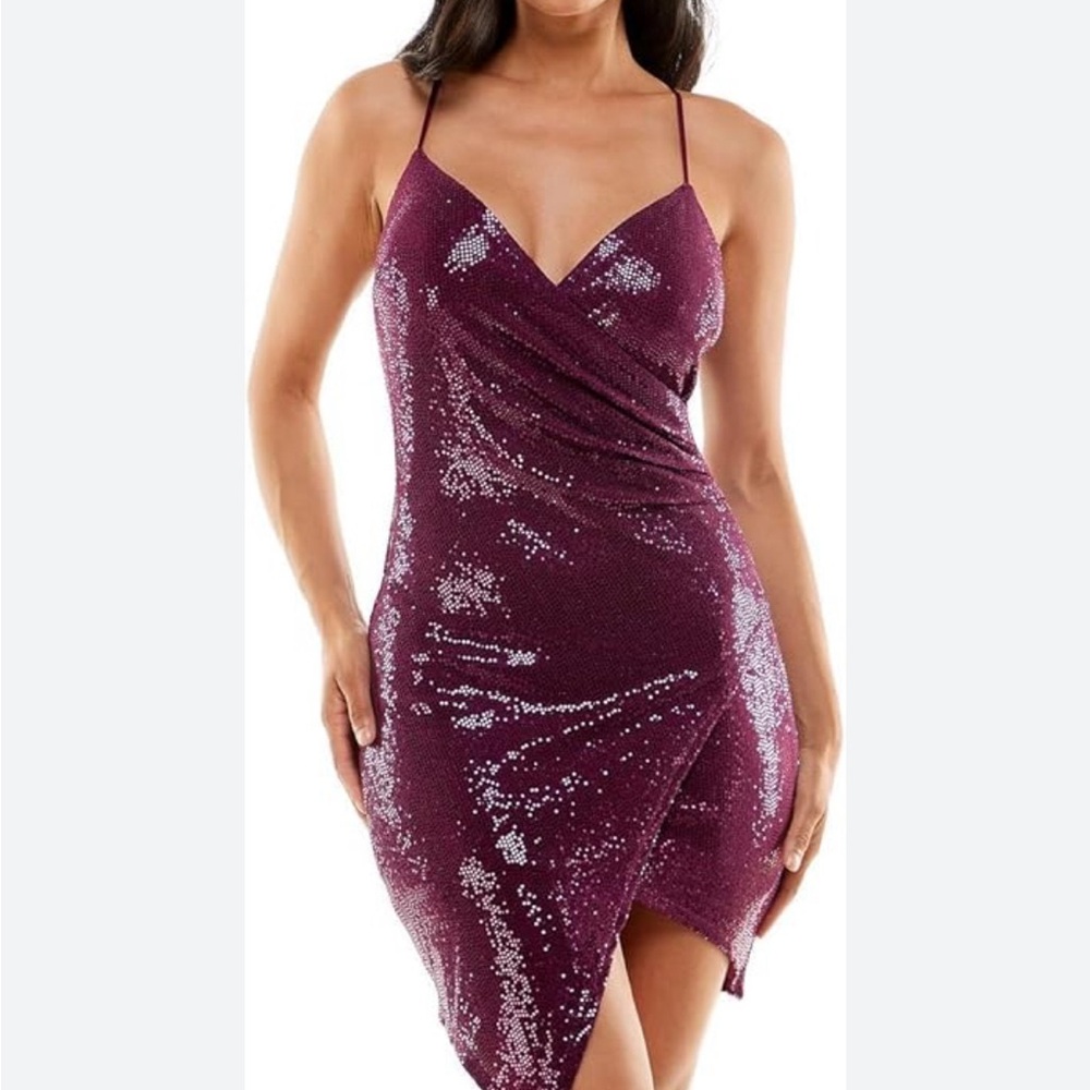 Emerald Sundae Plum / Purple Sequin Dress Bodycon Fitted Size XS. 0